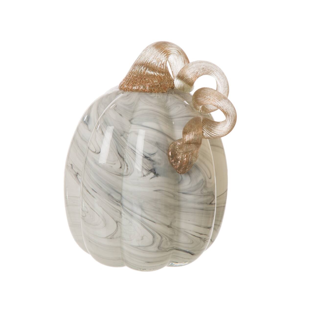 Glitzhome® Marble Tall Marble Glass Pumpkin, Gray